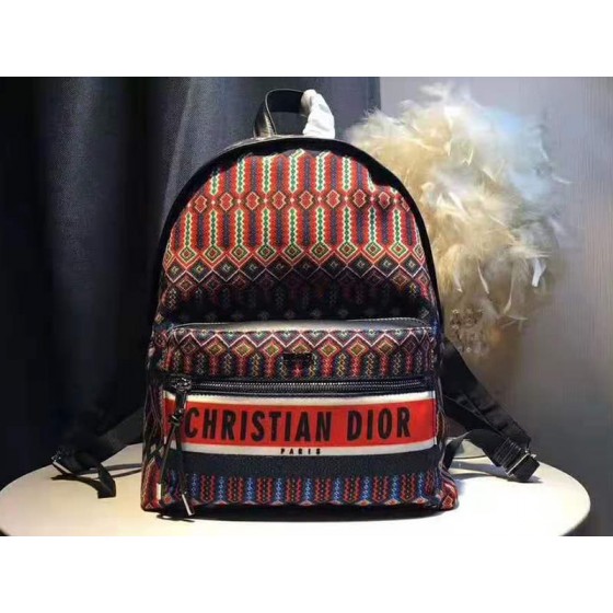 Dior Oblique With Christian Logo Backpack Aztec Pattern Orange