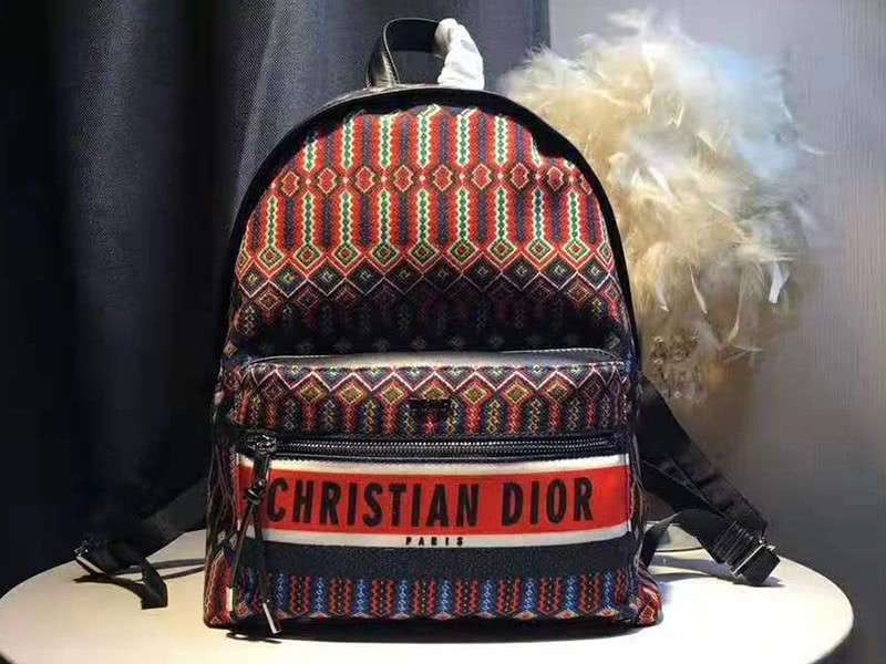 Dior Oblique With Christian Logo Backpack Aztec Pattern Orange 1