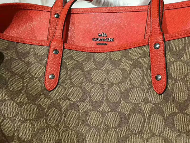 Coach X Keith Haring Signature Reversible City Tote Khaki Saddle Orange 11