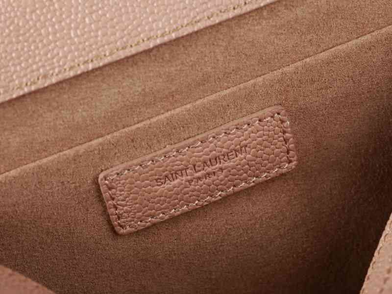 Ysl Small Monogramme Satchel Dark Beige Grain Textured Matelasse Leather 10