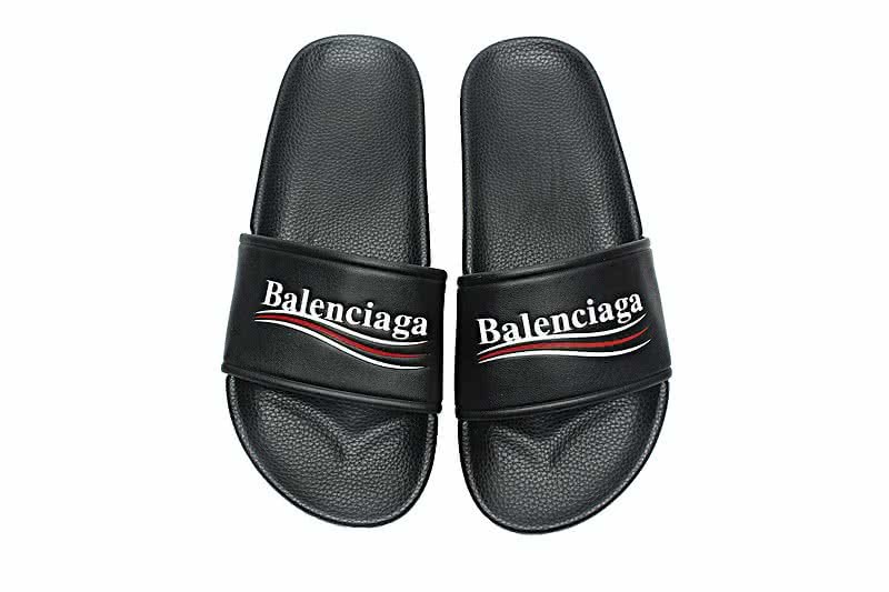Balenciaga Logo flat pool Slide Sandals Black 1