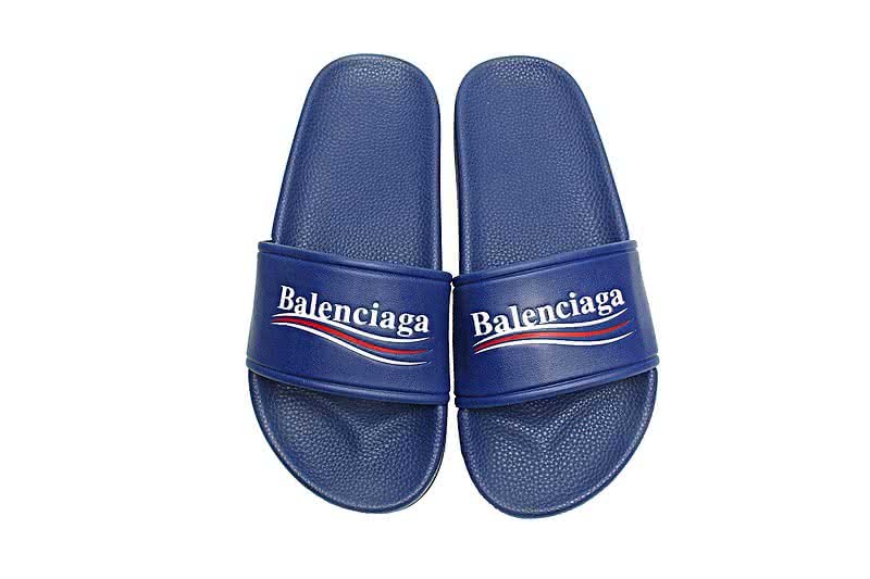 Balenciaga Logo flat pool Slide Sandals Blue 1