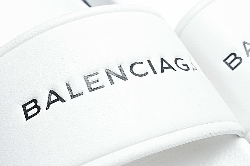 Balenciaga Logo flat pool Slide Sandals White 7