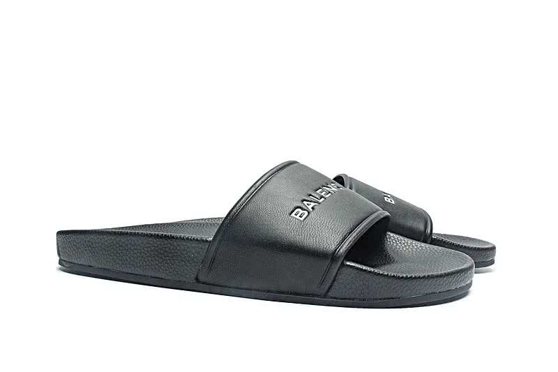 Balenciaga Logo flat pool Slide Sandals All Black 2