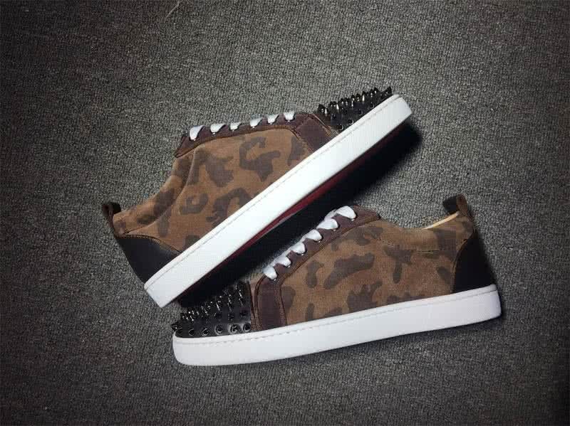 Christian Louboutin Low Top Lace-up Brown Camouflage And Rivets On Toe Cap 9