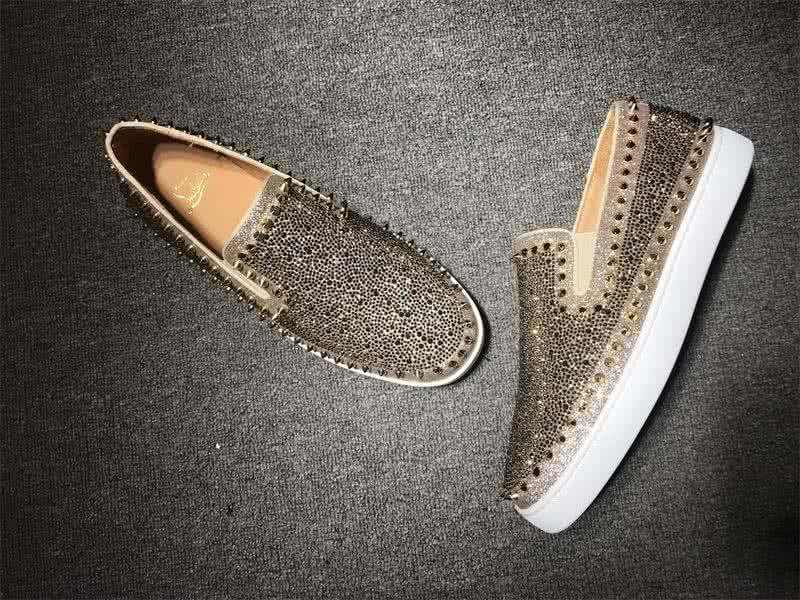 Christian Louboutin Low Top Rivets Golden Upper And Rhinestone 4