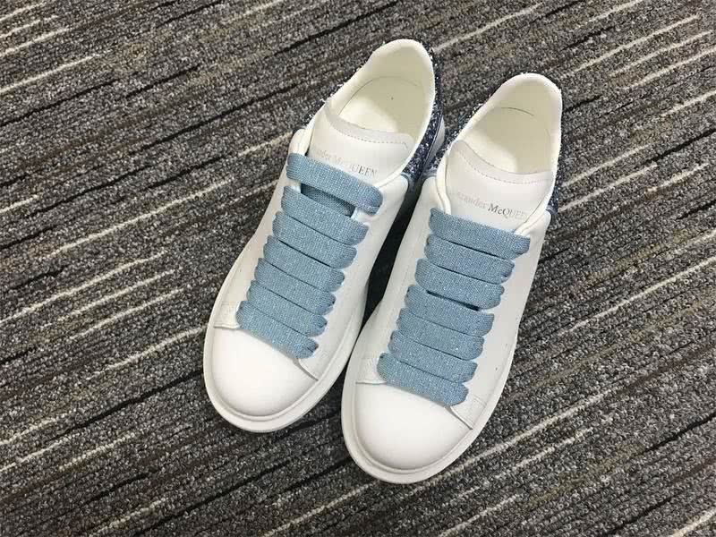 Alexander McQueen Shoes Blue paillette upper and slace White shoes Men Women 4