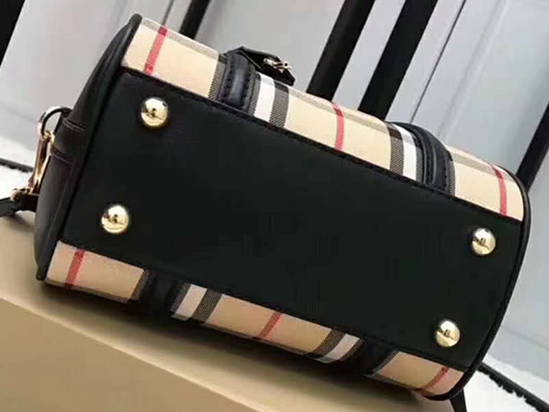 Burberry Boston Bag In Vintage Check And Leather Black 4
