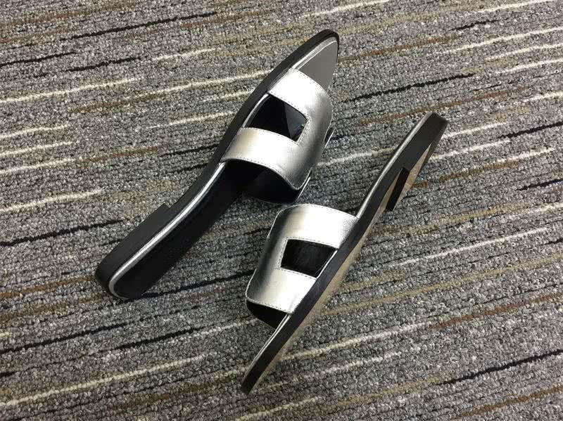 Hermes Slippers Silver And Black Women 4