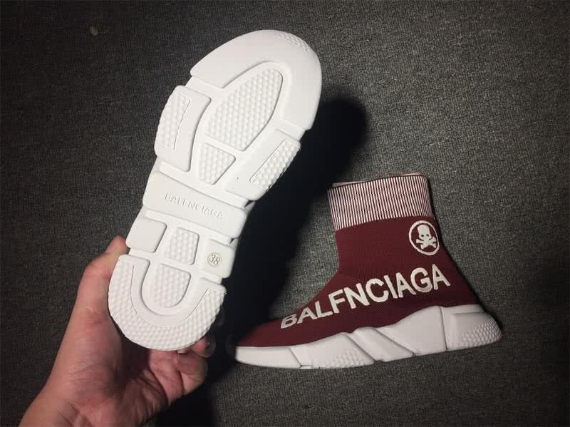 Balenciaga Speed Sock Boots Burgundy White with Print 9