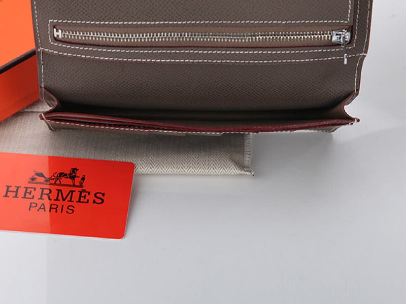 Hermes Epsom Original Calfskin Bearn Japonaise Bi-Fold Wallet Dark Grey 7