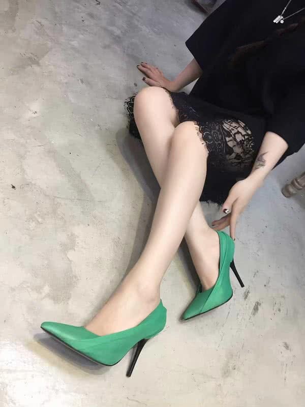 Balenciaga High-Heel Ruched Leather Pumps in Green 9