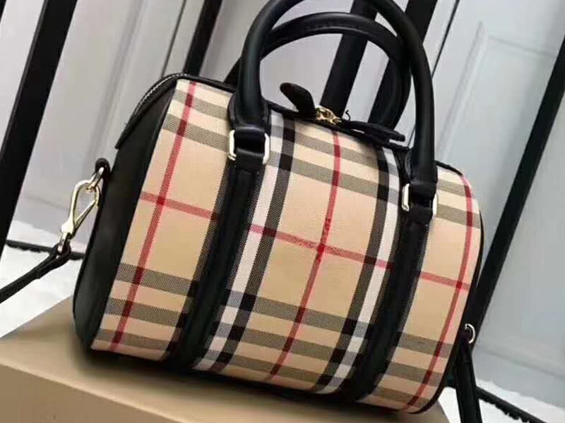 Burberry Boston Bag In Vintage Check And Leather Black 3