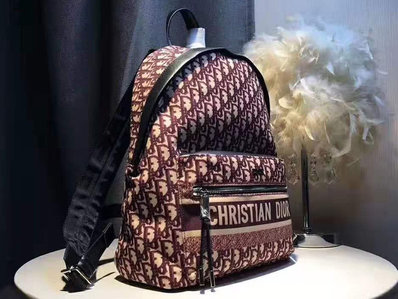 Dior Oblique With Christian Logo Backpack Burgundy 2