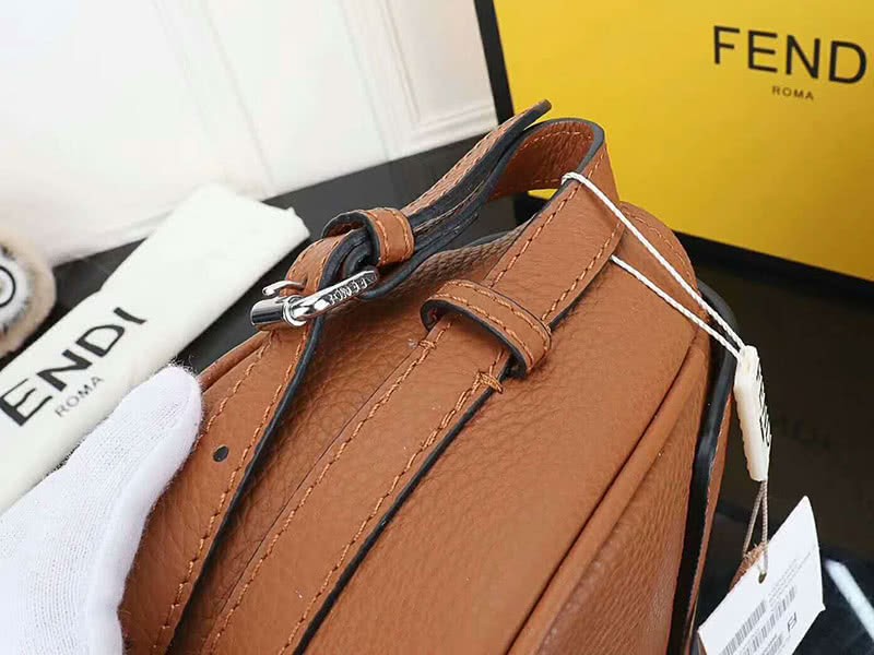 Fendi Saddlebag Leather Shoulder Bag Brown 5